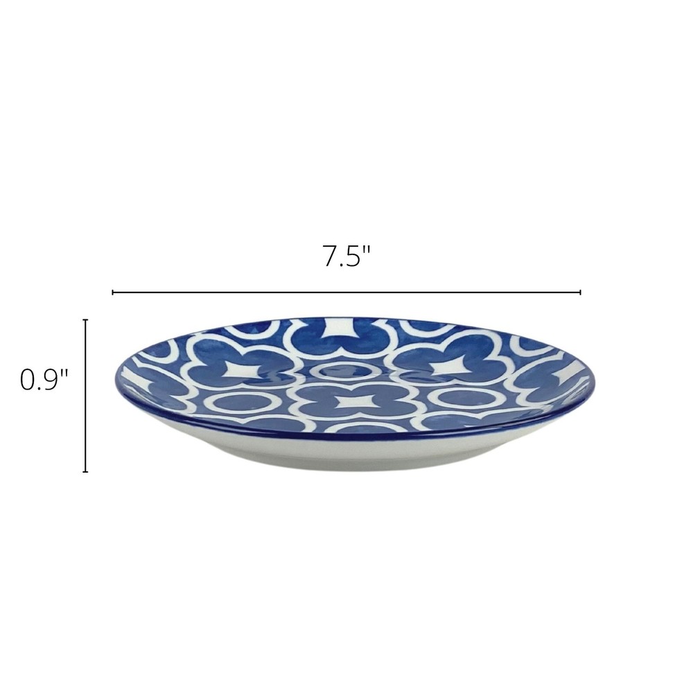 Mainstays Modern Blue and White Pattern Stoneware Salad Plate Replacement 7.5”