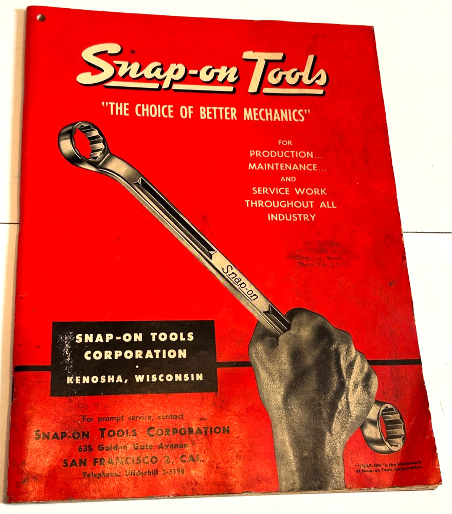 OCTOBER 1955 SNAP-ON TOOL TOOLS CATALOG V SAN FRANCISCO NOVATO CA