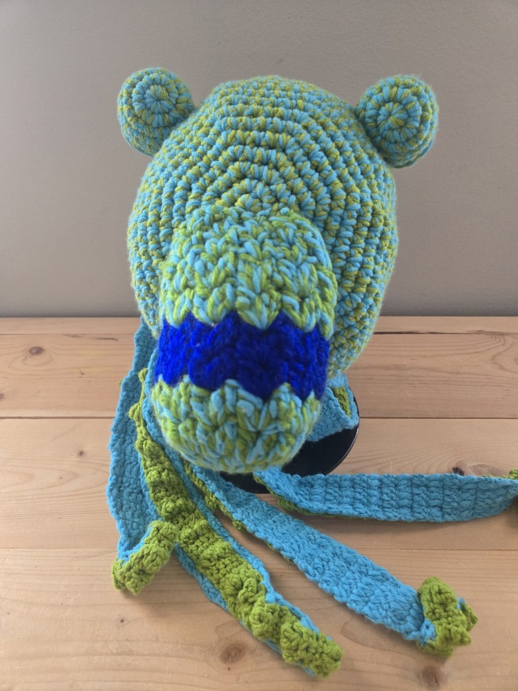 Handmade Squid Octopus Tentacle Hat Crochet Green Blue