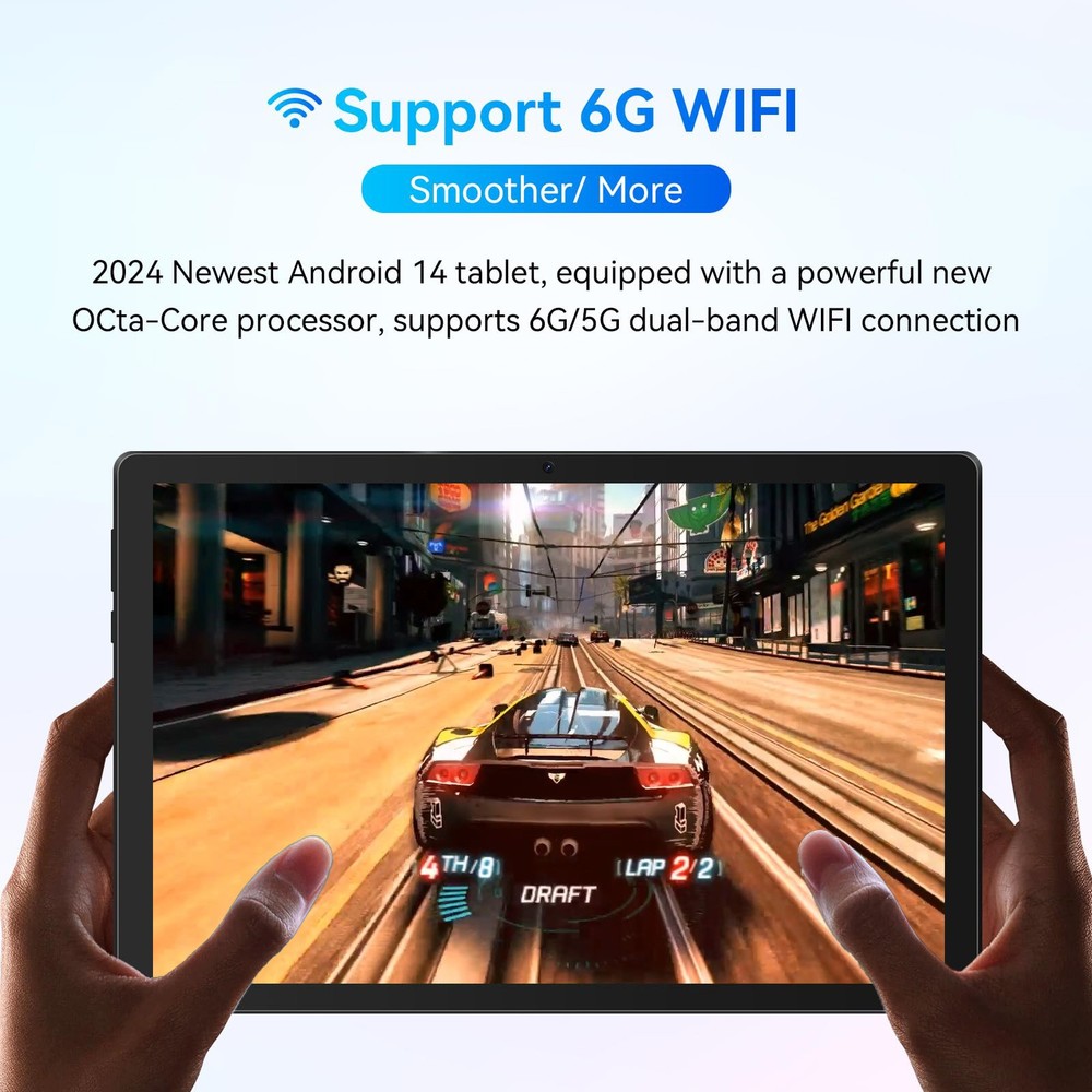 10.1 inch Android 14 Tablet 10+128GB IPS Touchscreen Octa-core Processor Wi-Fi