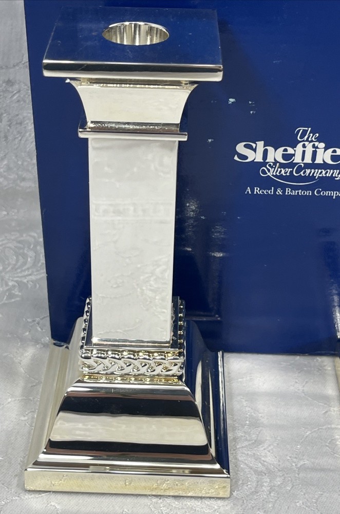 Sheffield Silver Plate Candlesticks 7” S840 Set 2 Reed Barton