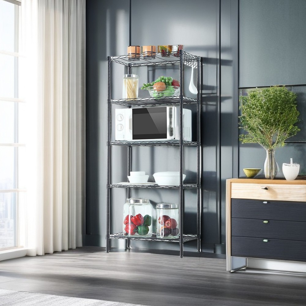 Adjustable Black 4 Tiers Storage Shelves, Storage Rack & Storage Shelving