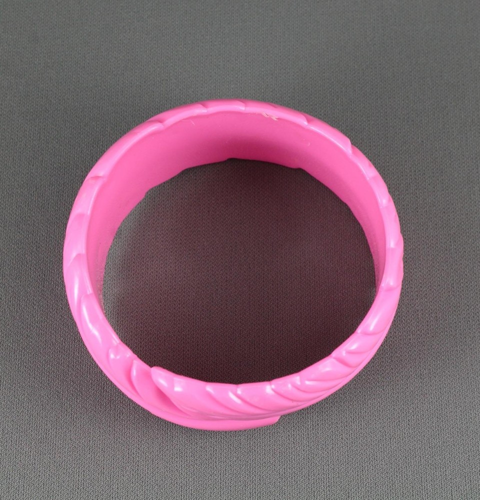 Pink leaf bangle bracelet plastic feather bangle 8.25" size circumference