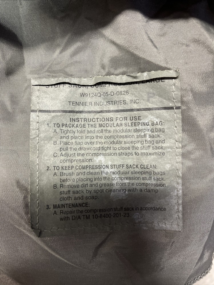 USGI Large Stuff Sack Modular Sleeping System Foliage MSS Compression Bag Pack