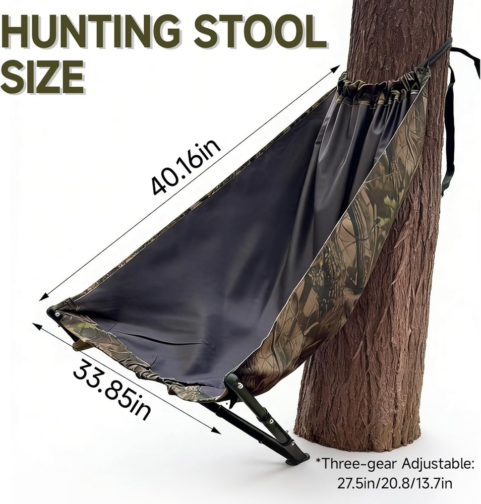 Low Down Hunting Seat - Silent Portable Folding Tree Seat, Adjusta...