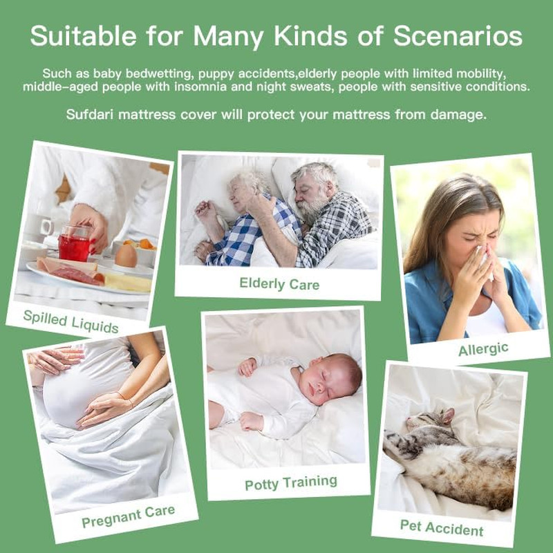 Full Waterproof Mattress Protector Noiseless Deep Pocket Fitted Dark Gray