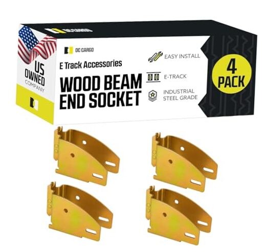 E Track Wood Beam End Socket Shelf Brackets Accessories ()  4 Pack Fixed Hinge