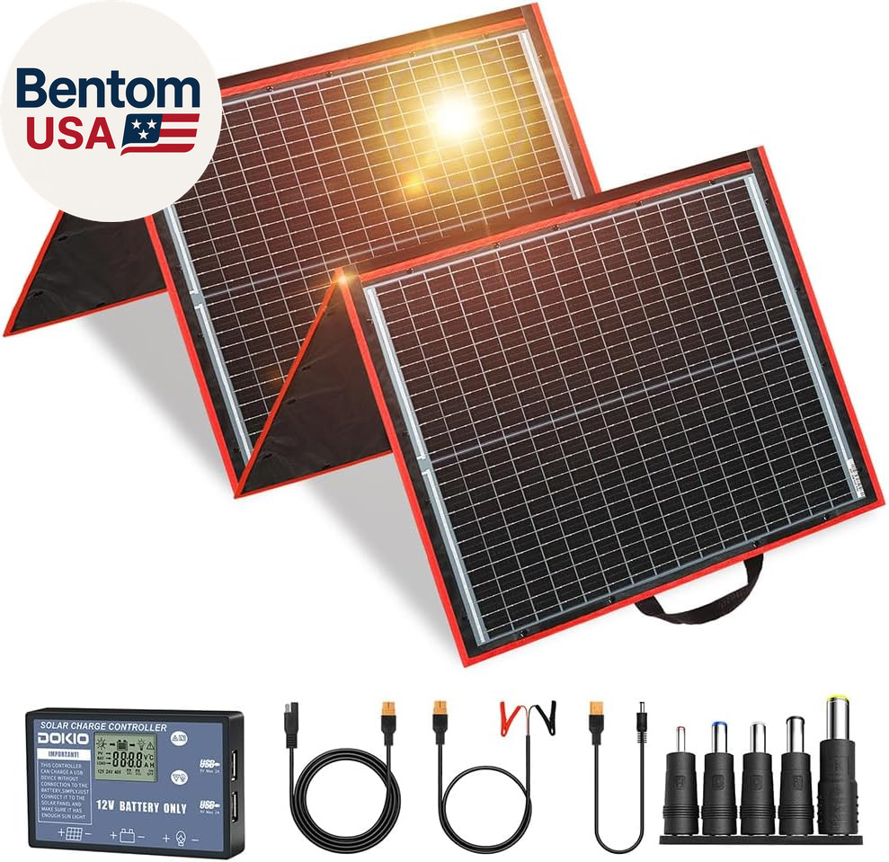 150W Portable Foldable Solar Panel Kit (20X21In, 7.3Lb), with Separate Controlle