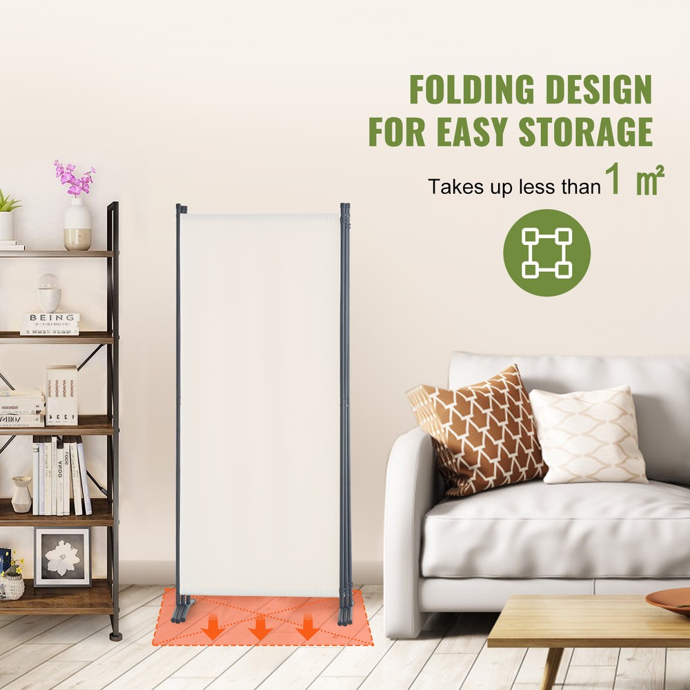 Room Divider 3-Panel Folding Privacy Screen Fabric Partition Office White