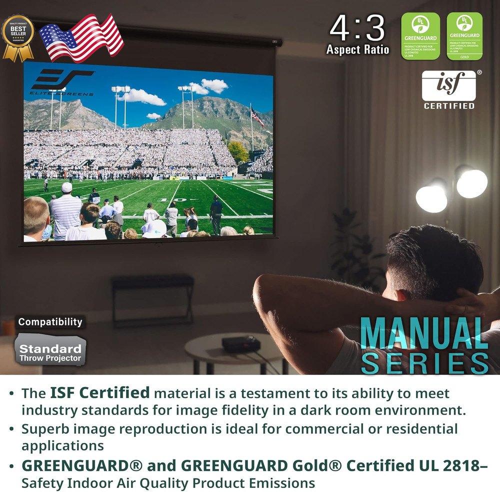 Elite Screens Manual Series 84-INCH 16:9 Pull Down Manual Projector Screen