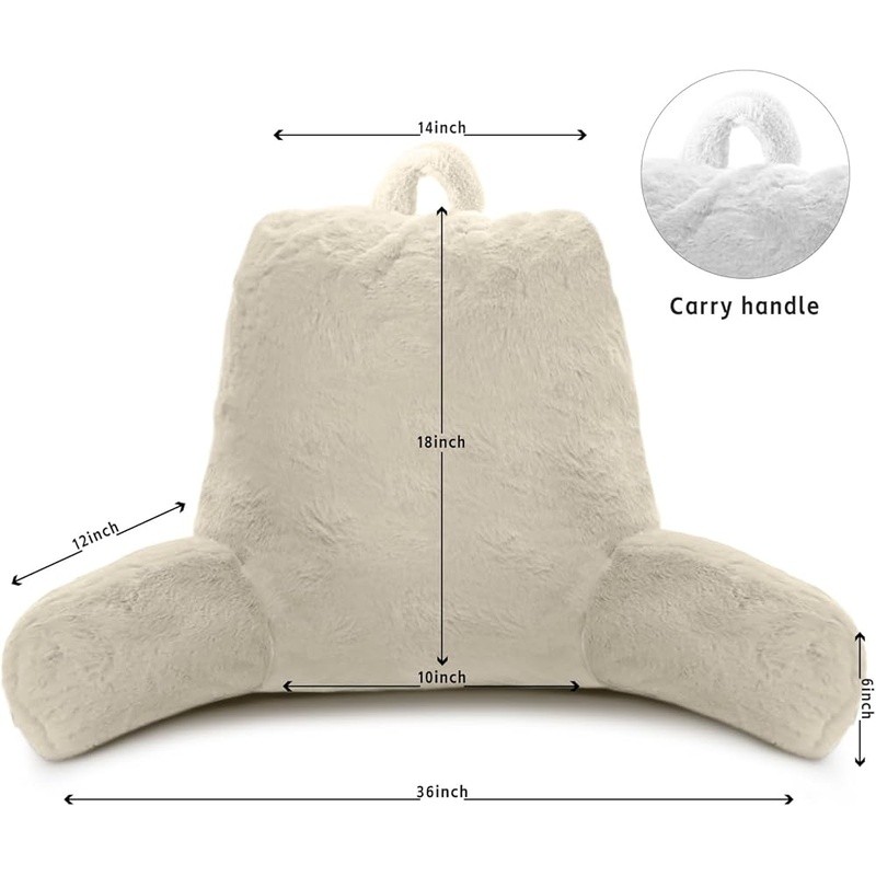 Adjustable Shredded Foam Reading Pillow Back Support Armrest Storage Comfort New