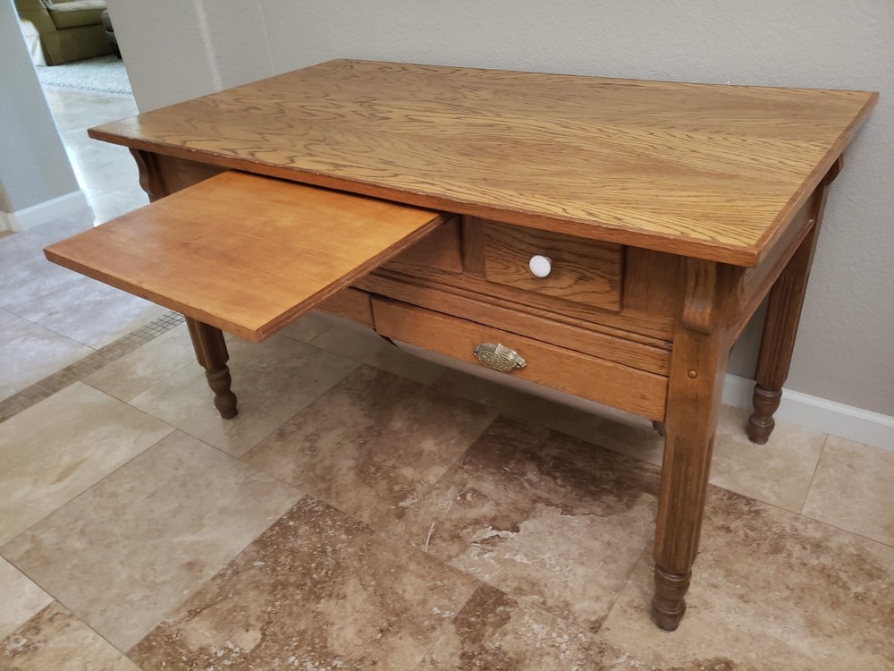 Antique Vintage Oak Flour Bin Table