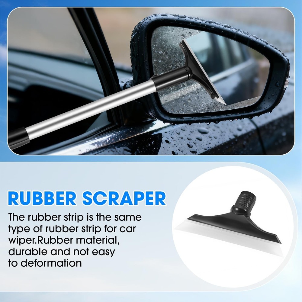 Windshield Cleaner Tool, Car Interior Cleaning Kit with Extendable Handle and 3