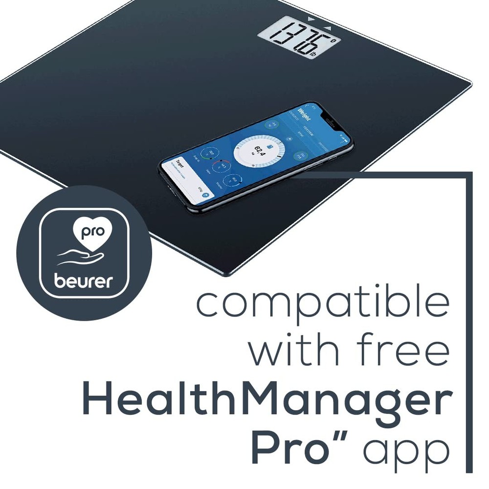 Beurer GS435B Bluetooth Smart Scale - Body Weight & BMI - App Sync