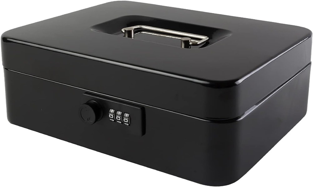 Large Combination Lock Cash Box with Compartments - Secure Money Storage 9.84"