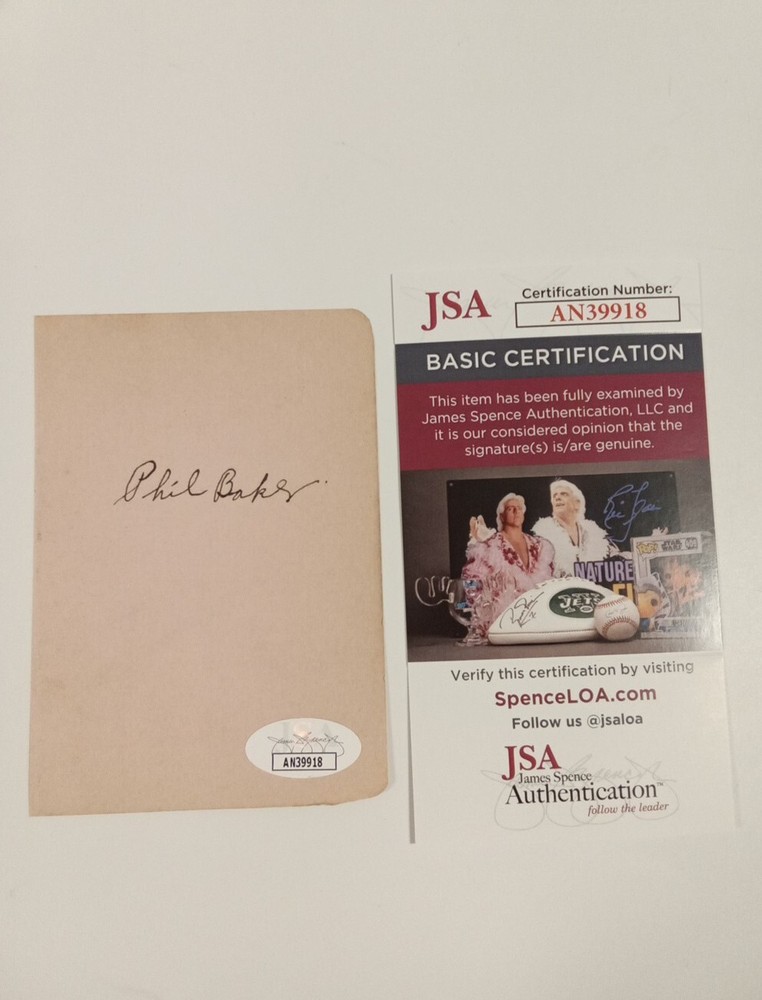 Phil Baker Autograph Signed Cut JSA -1 #