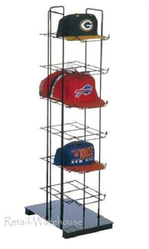 Cap Rack Baseball Display Countertop Hat 36 Caps Tower 6-Tier 38" Black