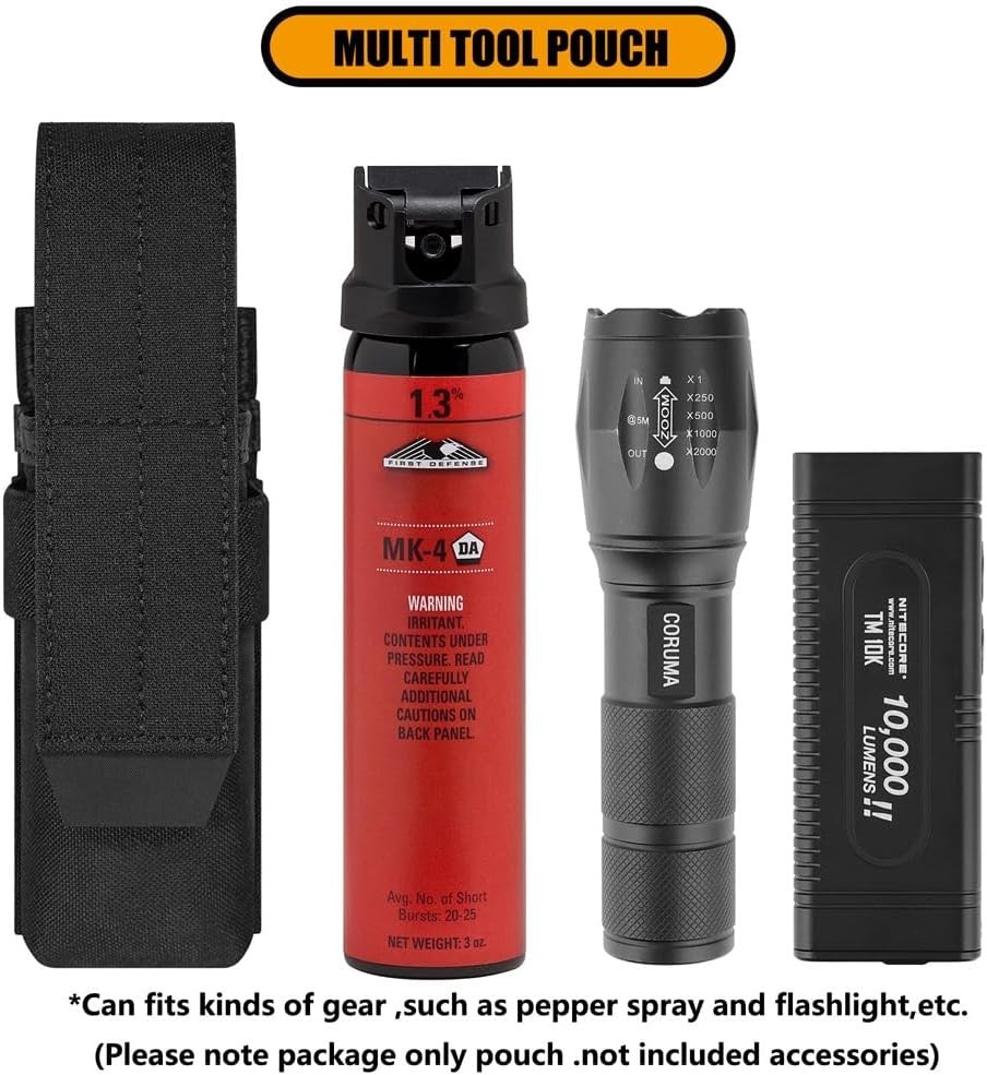 Multi-Size Adjustable Flashlight Holster with MOLLE & Belt Loop - Tactical Carry