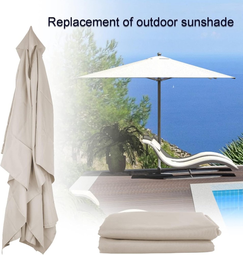 Rectangular Umbrella Canopy Replacement 6 Ribs, Fade White