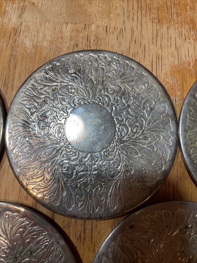 Metal Coaster Set. Maybe Be Silver plated. Not Marked