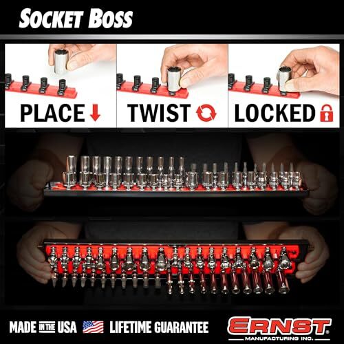 Ernst Manufacturing Socket Boss 3-Rail Multi-Drive Socket Organizer, 19-Inch,