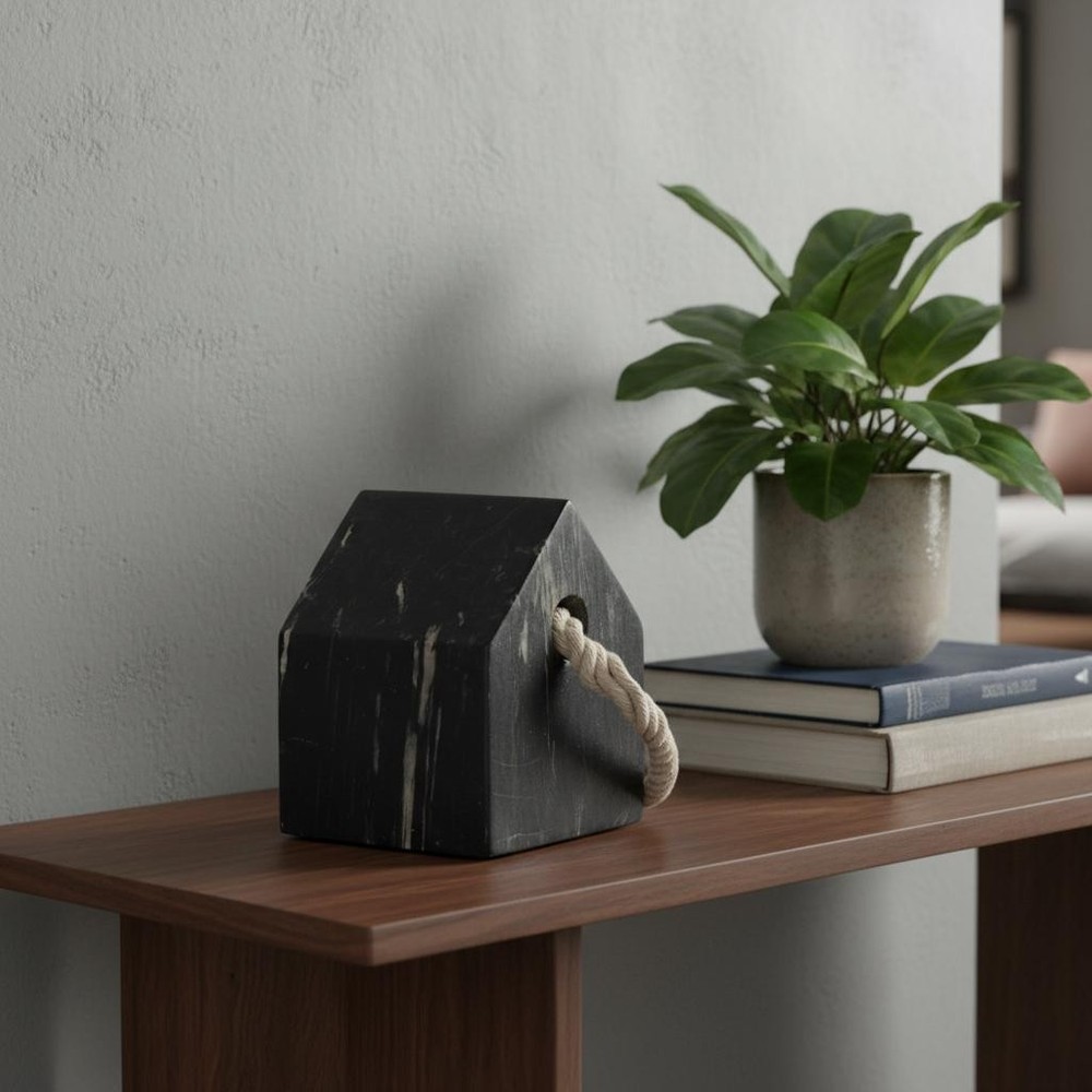 5" Black Marble Tabletop Sculpture