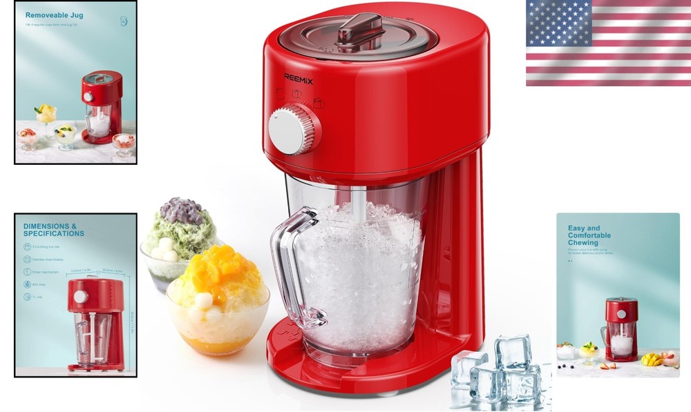 Electric Shaved Ice Machine - Portable Snow Cone Maker with Adjustable Thickness