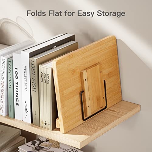 Large Foldable Bamboo Book Stand Adjustable Reading Book Holder for Cookbook