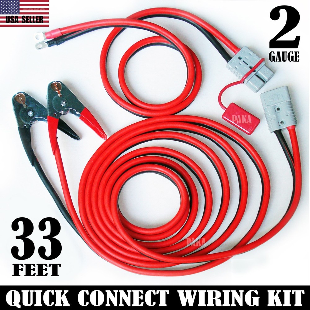 2 GAUGE 33 FT UNIVERSAL QUICK CONNECT WIRING KIT, TRAILER MOUNTED WINCH