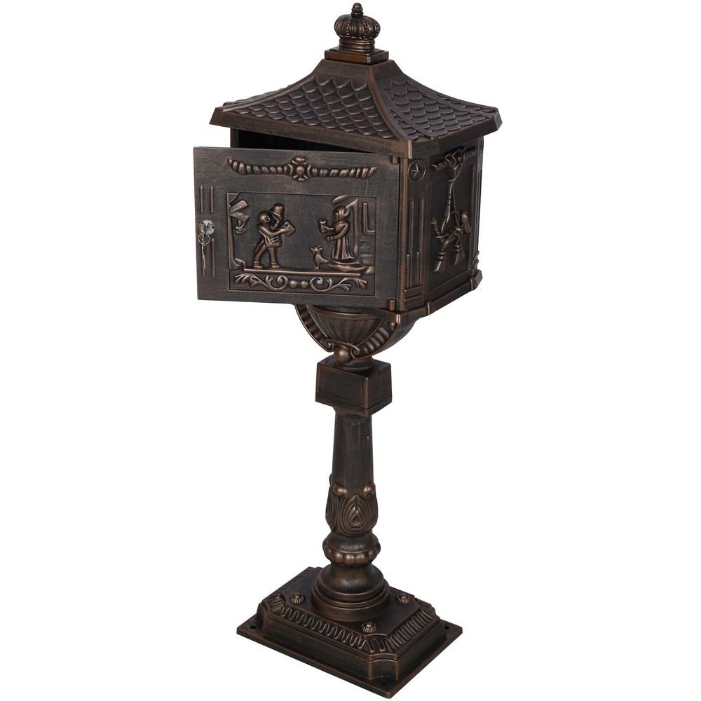 Cast Iron Mailbox Vintage Locking Postal Box Heavy Duty Rustproof Outdoor