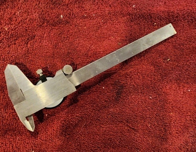 Starrett #120A Dial Caliper, SS, White Face, 0-6" Range, Missing Stop Pad -As-Is