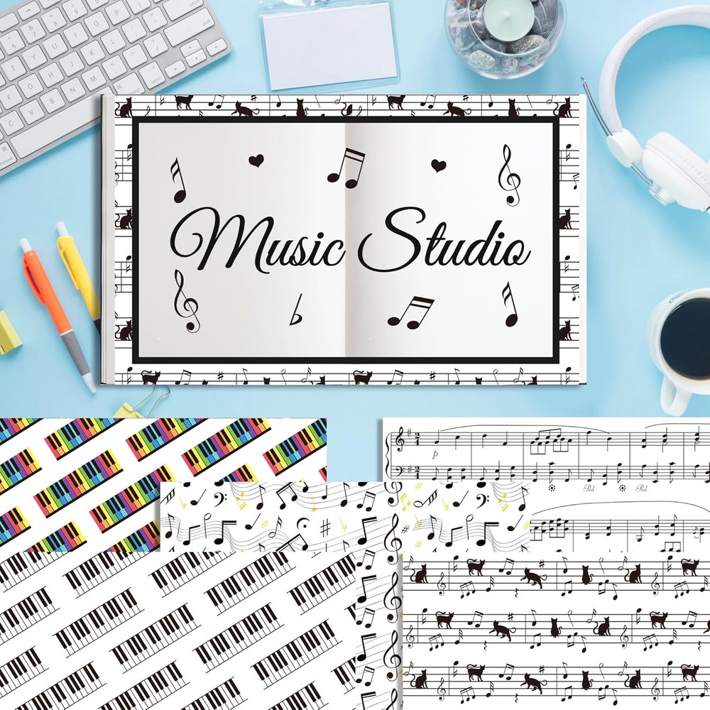 24 Sheets Music Notes Pattern Paper 12" X 12" Double-Sided Musical Notes Scrapbo