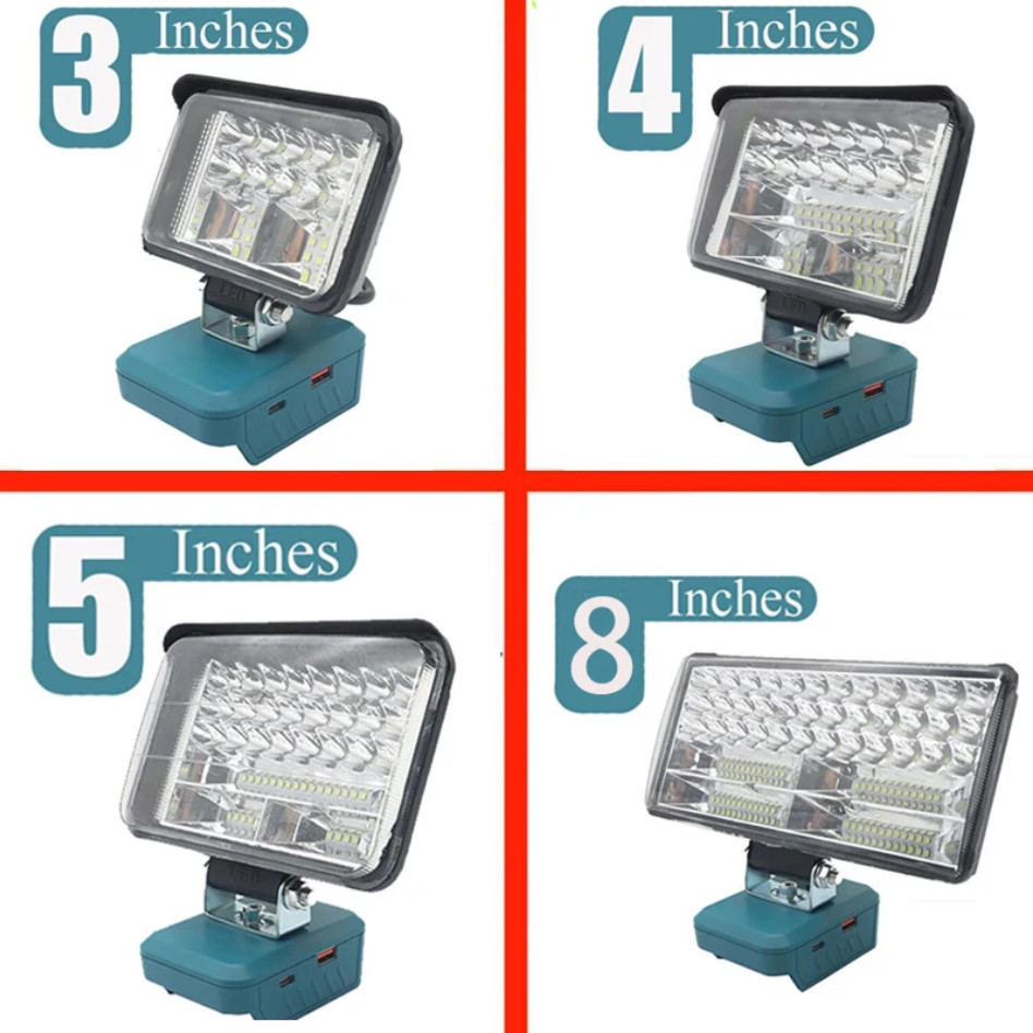 Cordless LED Work Lamp Light Flashlight Torch Spotlight For Bosch 18V Li-ion