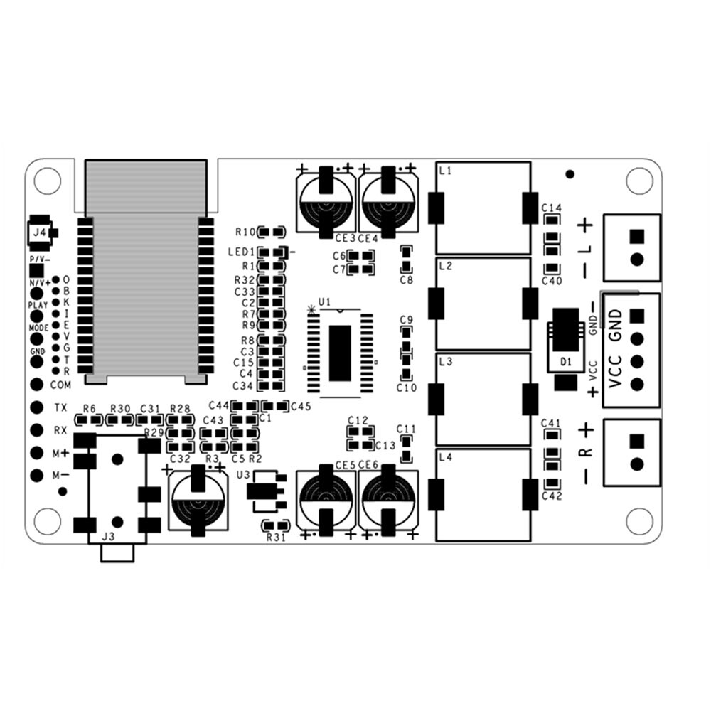 Bluetooth 5.0 Power Amplifier Board 2x15W/10W Support AUX Audio Input Serial