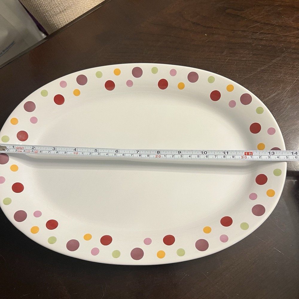 Pampered Chef Simple Additions Polka Dots White Oval Serving Platter