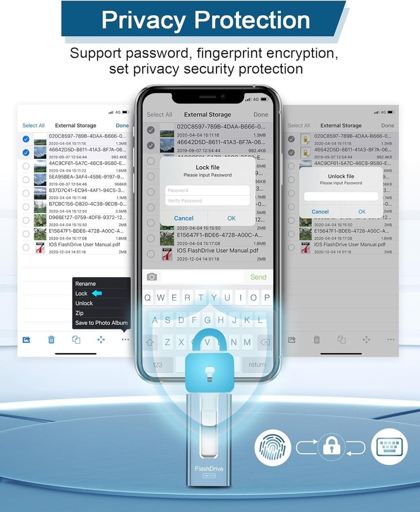256GB High-Speed USB Flash Drive - Secure Photo Storage for iPhone & Android