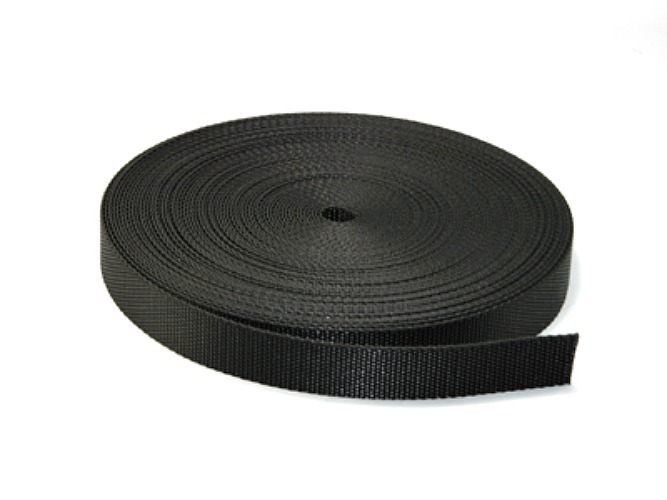 2 INCH 50MM, BLACK POLYPROPYLENE PLAIN WEAVE STRAP WEBBING, 5 METRES