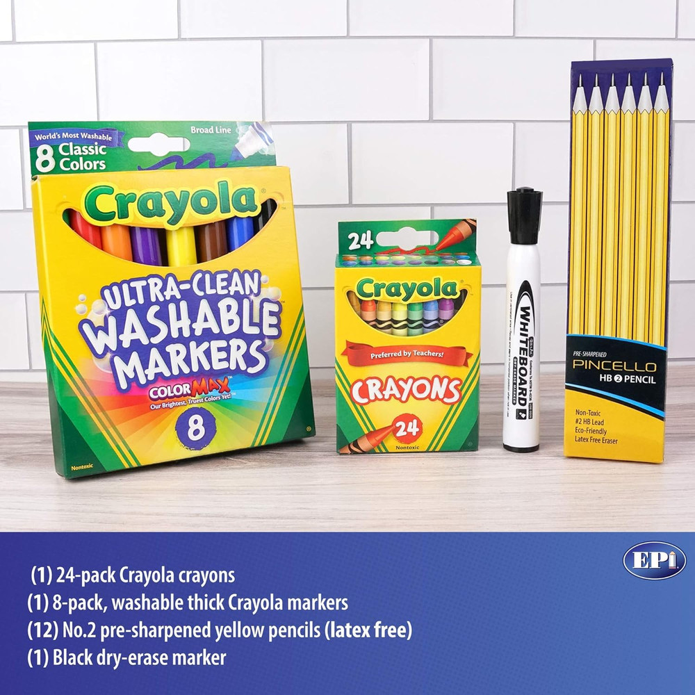 Essential School Supply Kit for Kindergarten and First Grade Students