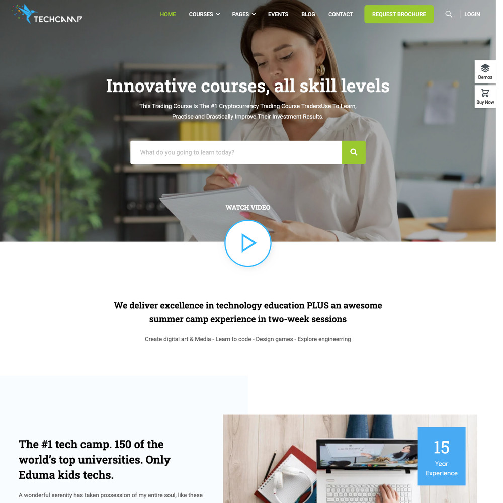 Tech Camp Website Design with Free VPS Web Hosting and Installation