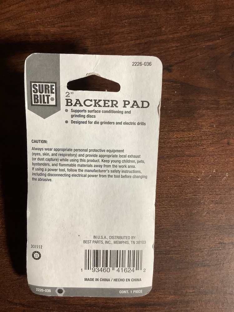 Sure Bilt 2” Backer Pad 2226-036