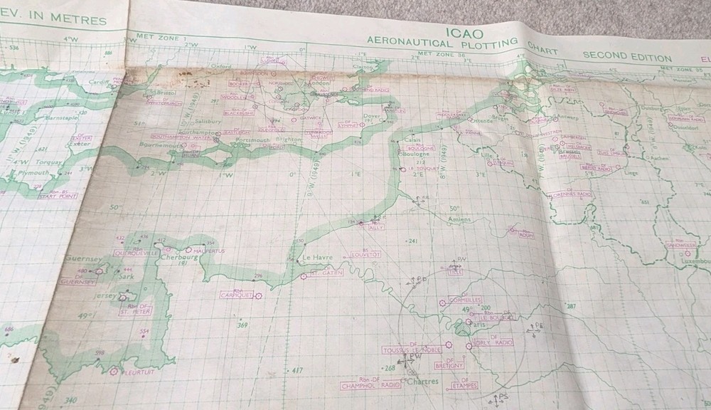 Original War Office Plotting map London-Gibraltar-Malta 1949 With Ops Markings 2