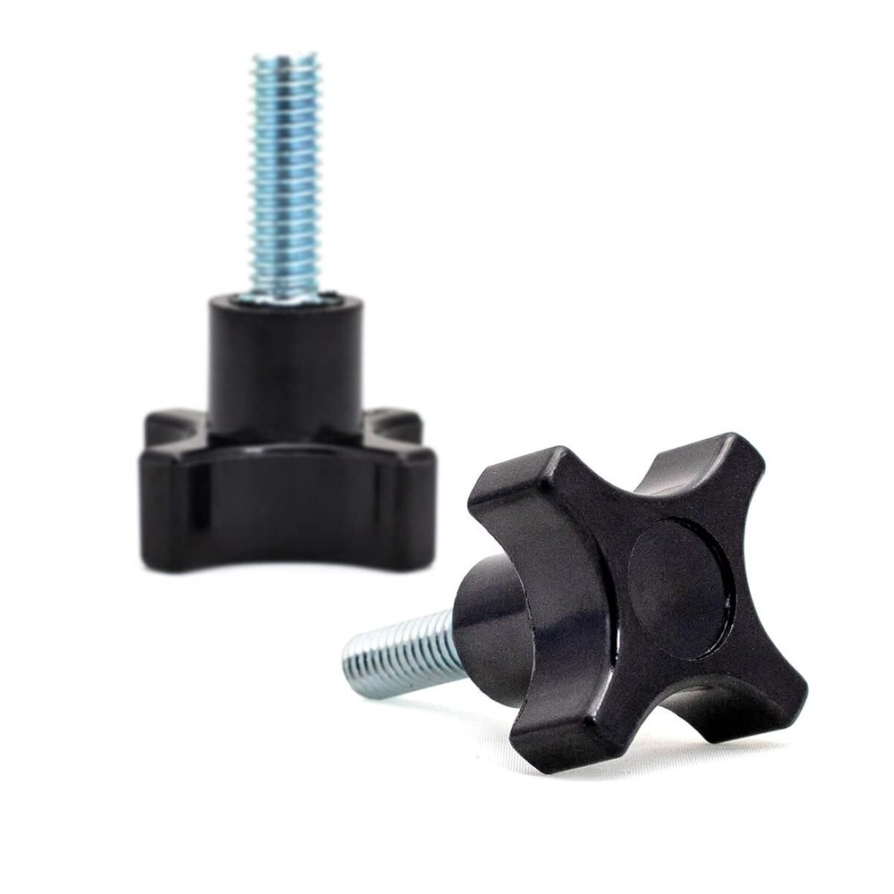 4-Point Stud Knobs, 1/4"-20 Threaded Thumb Screw Star Knob with 1" Stud, 10 PK