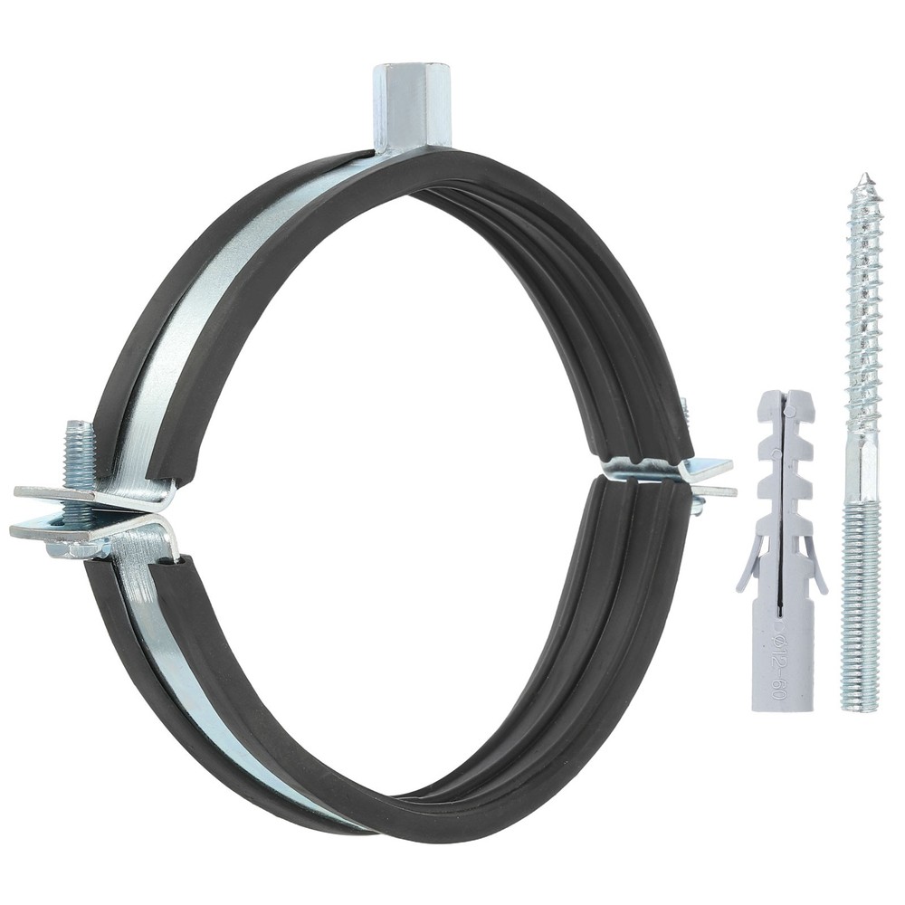 4.8-5inch Heavy Duty Adjustable Split Ring Pipe Hanger, Silver/Black