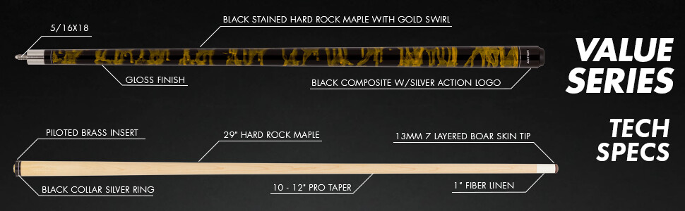 Action VAL04 Value Pool Cue Billiard Stick Billiards Cues