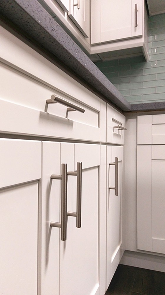 Solid Bar Pull Kitchen Cabinet Handles 3-3/4" Hole 6 inch CABINET PULLS Knobs BN