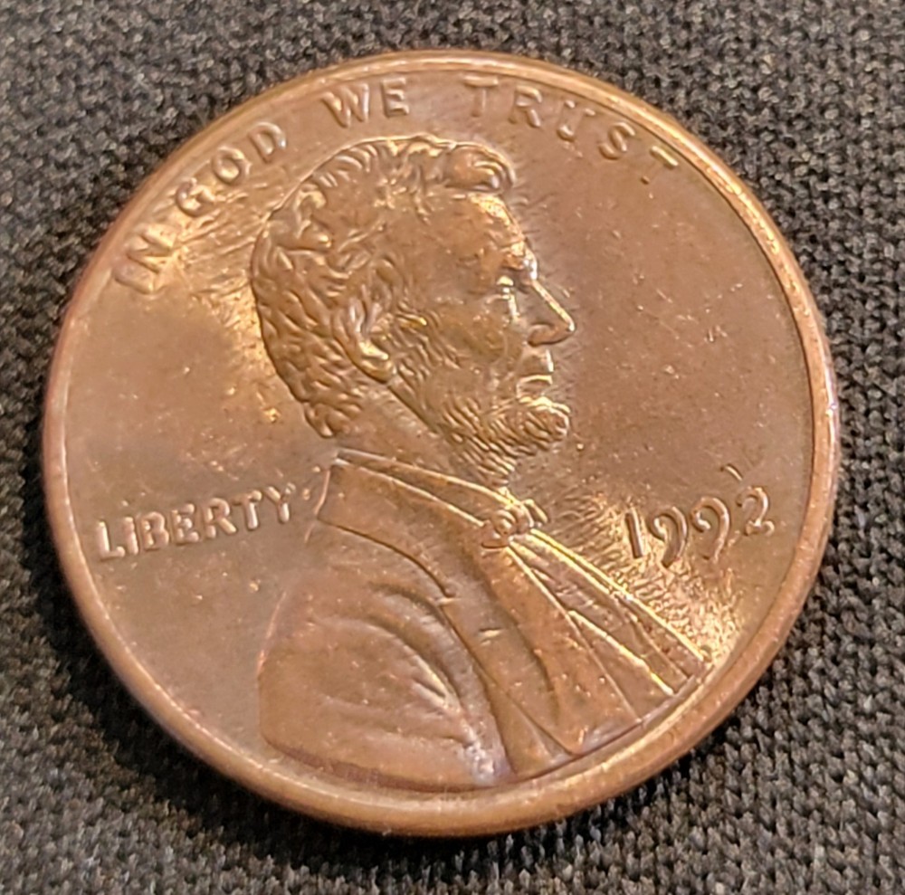 1992 Lincoln Penny Reverse Die Crack Error Coin