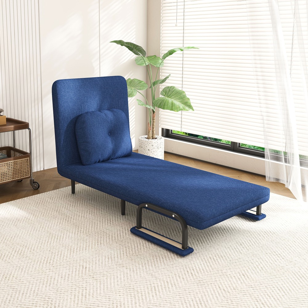 3-in-1 Folding Sofa Bed w/ Adjustable Backrest - Space-Saving Sleeper Blue