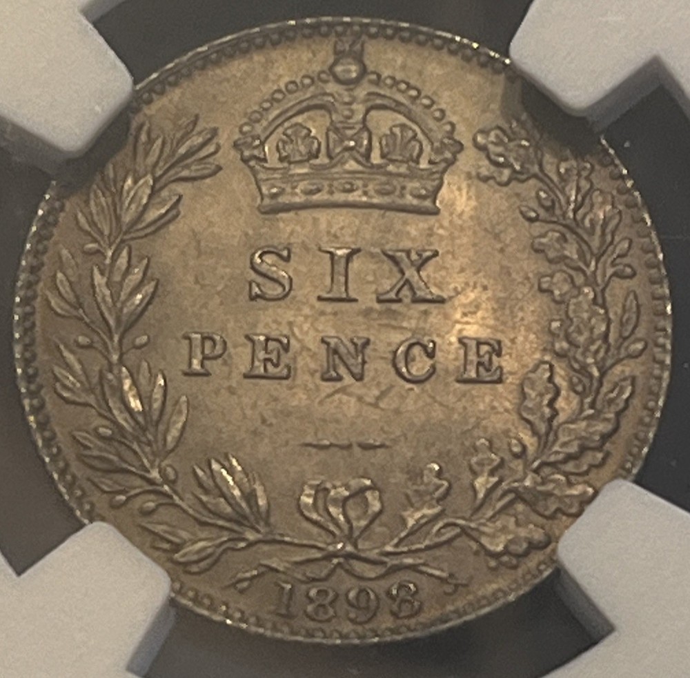1898 6 Pence UK MS 64
