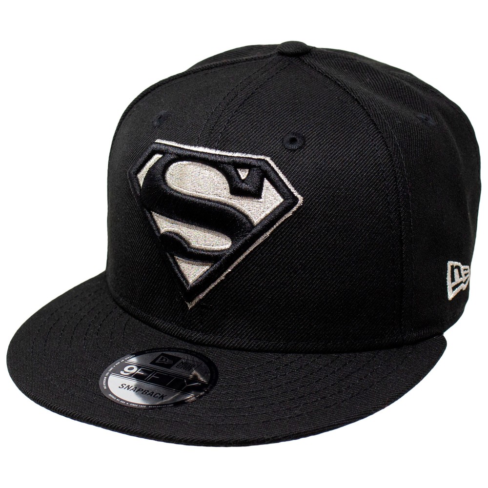 Superman Silver Symbol New Era 9Fifty Adjustable Hat Black