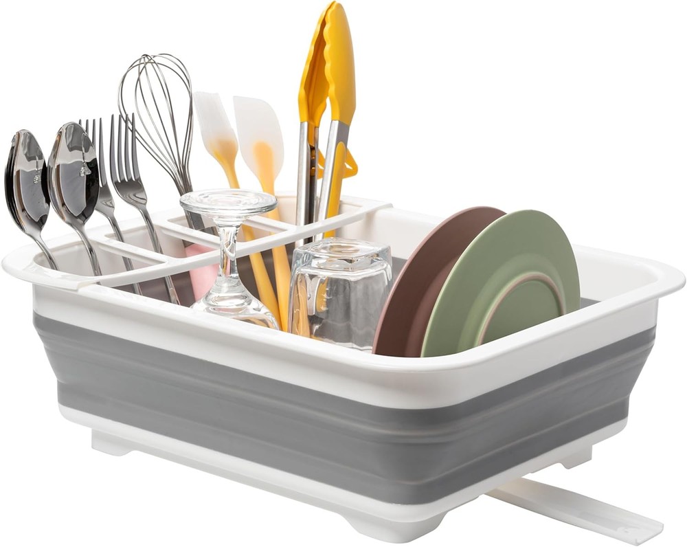 Collapsible Dish Drying Rack, Pop Up Dinnerware Drainer, Portable Plate